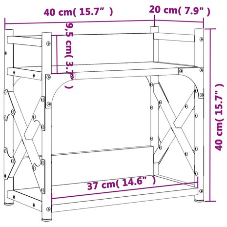 Printerstandaard 2-laags 40x20x40 cm bewerkt hout grijs sonoma 9