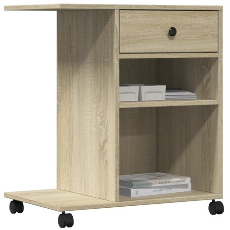 Printerkastje met wielen 60x40x68,5 cm sonoma eikenkleurig 4