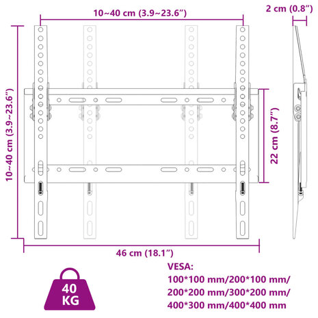 Tv-muurbeugel 26-63 inch scherm 40 kg Max VESA 400x400 cm 8