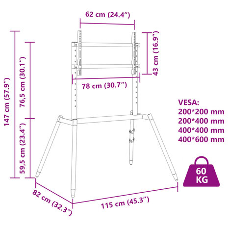 TV-standaard voor 37-86 inch scherm 60 kg Max VESA 400x600 mm 10