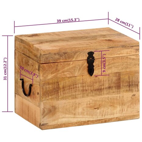 Opbergbox 39x28x31 cm massief mangohout 9