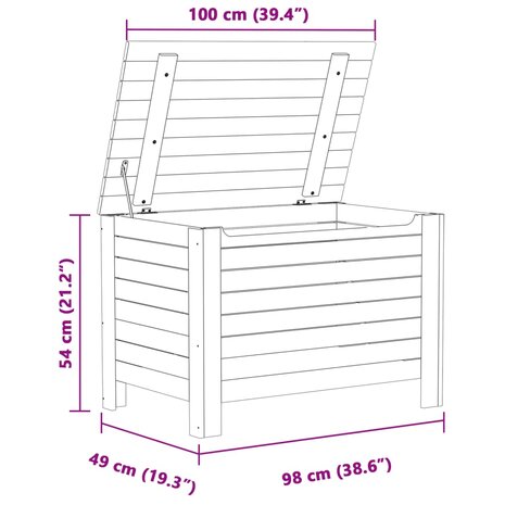 Opbergbox met deksel RANA 100x49x54 cm massief grenenhout 9