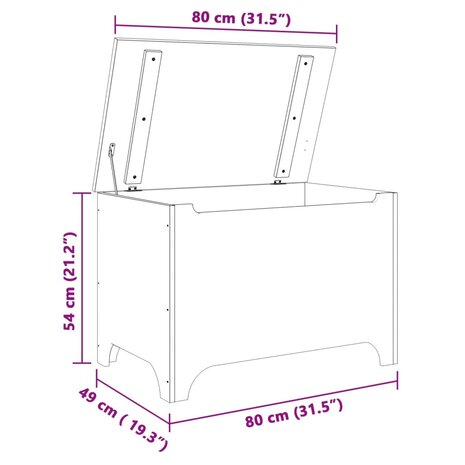 Opbergbox met deksel RANA 80x49x54 cm massief grenenhout 9