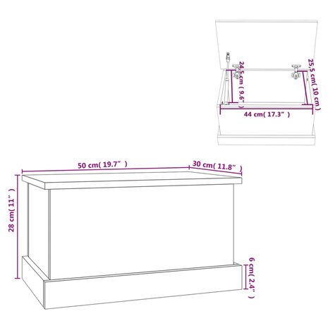 Opbergbox 50x30x28 cm bewerkt hout wit 10