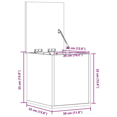 Opbergbox 30x35x35 cm bewerkt hout bruin eikenkleur 11