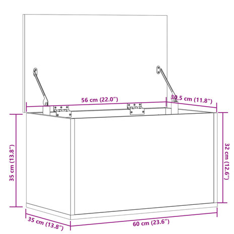 Opbergbox 60x35x35 cm bewerkt hout wit 11