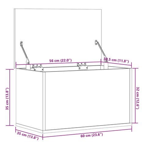 Opbergbox 60x35x35 cm bewerkt hout zwart 11