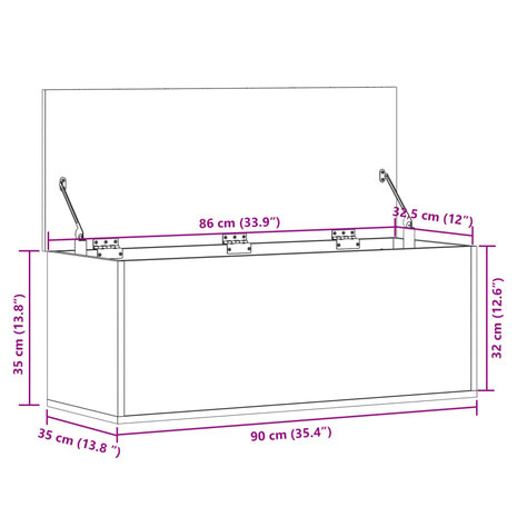 Opbergbox 90x35x35 cm bewerkt hout sonoma eikenkleurig 11