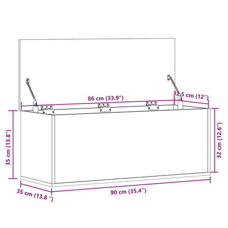 Opbergbox 90x35x35 cm bewerkt hout betongrijs 11