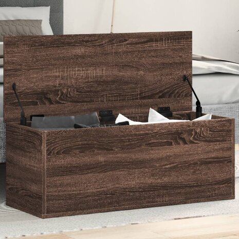 Opbergbox 90x35x35 cm bewerkt hout bruin eikenkleur 1