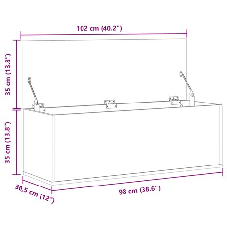 Opbergbox 102x35x35 cm bewerkt hout betongrijs 11