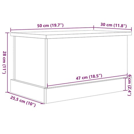 Opbergbox 30x50x28 cm bewerkt hout artisanaal eikenkleurig 12