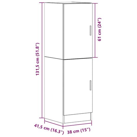 Keukenkast 38x41,5x131,5 cm bewerkt hout wit 11