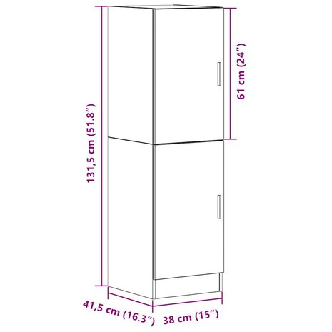 Keukenkast 38x41,5x131,5 cm bewerkt hout gerookt eikenkleurig 11