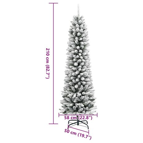 Kunstkerstboom met sneeuw smal 210 cm PVC en PE 8