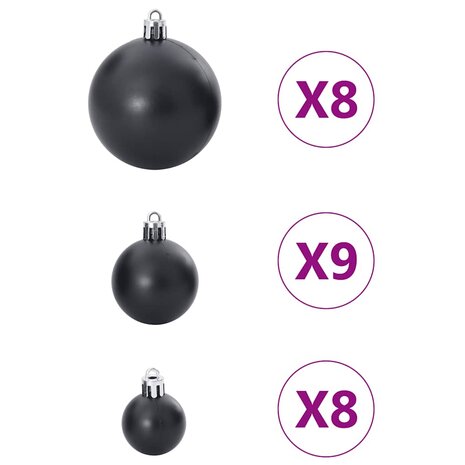 Kerstballen 100 st Ø3/4/6 cm zwart 6