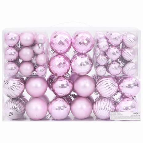 Kerstballen 100 st Ø3/4/6 cm roze 8