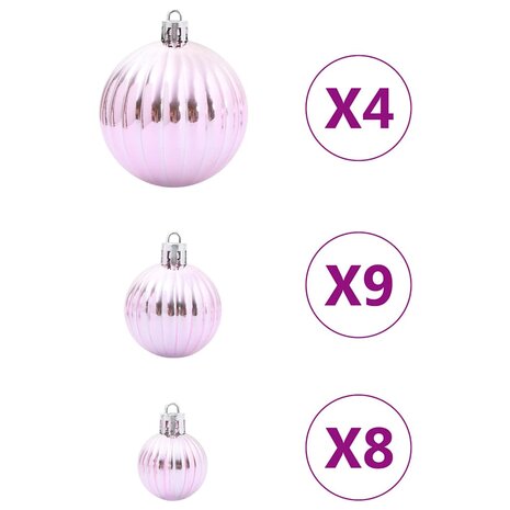 Kerstballen 98 st Ø3/4/6 cm roze 6