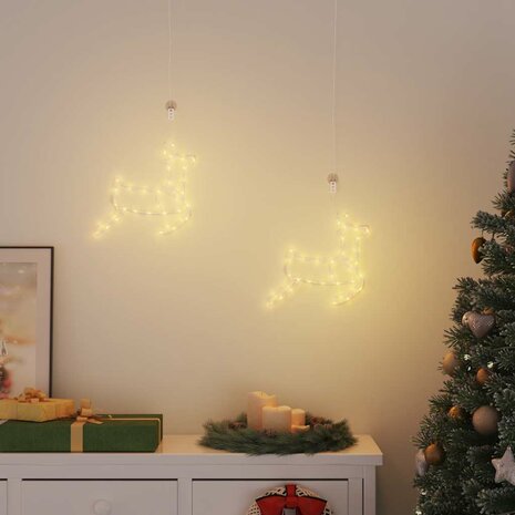 Kerstverlichting rendier silhouet 2 st 35 LED&apos;s warm wit 2