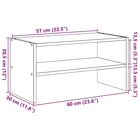 Schoenenrek stapelbaar 60x30x30,5 cm sonoma eikenkleurig 9