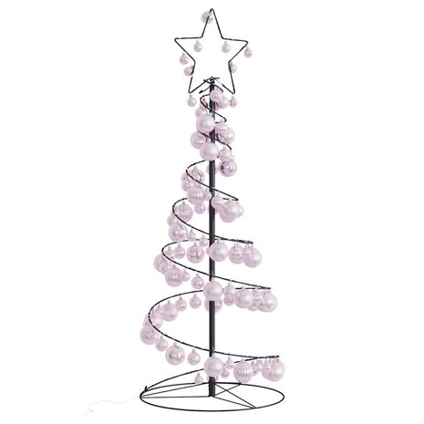 Kerstboom lichtkegel met kerstballen 80 LED&apos;s warmwitte 120 cm 1