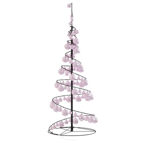 Kerstboom lichtkegel met kerstballen 80 LED&apos;s warmwitte 120 cm 4