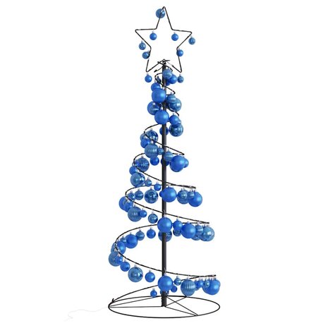 Kerstboom lichtkegel met kerstballen 80 LED&apos;s warmwitte 120 cm 1