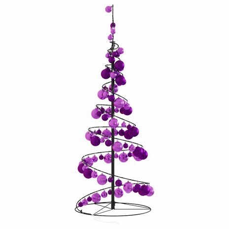 Kerstboom lichtkegel met kerstballen 80 LED&apos;s warmwitte 120 cm 4