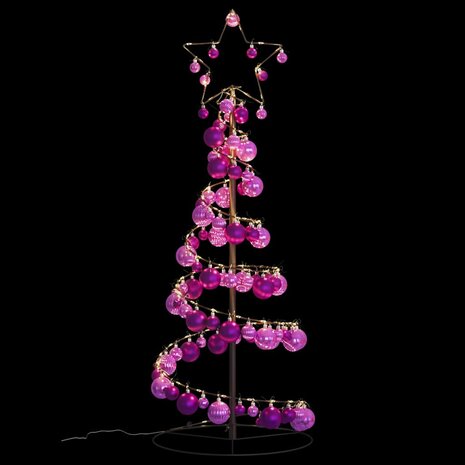 Kerstboom lichtkegel met kerstballen 80 LED&apos;s warmwitte 120 cm 6