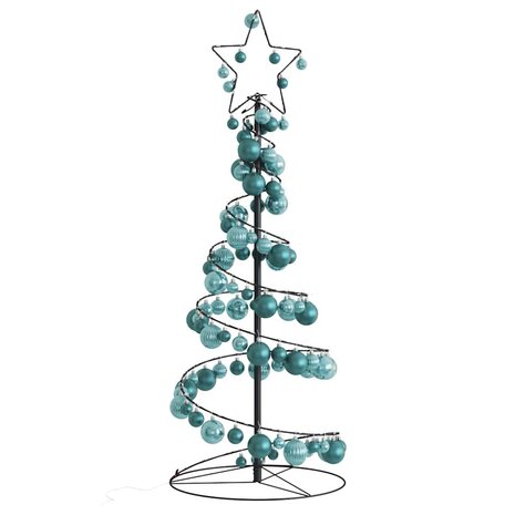 Kerstboom lichtkegel met kerstballen 80 LED&apos;s warmwitte 120 cm 1