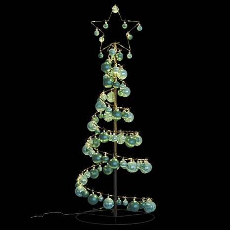 Kerstboom lichtkegel met kerstballen 80 LED&apos;s warmwitte 120 cm 6