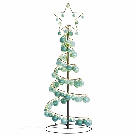 Kerstboom lichtkegel met kerstballen 80 LED&apos;s warmwitte 120 cm 7