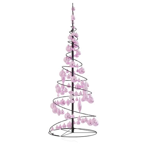 Kerstboom lichtkegel met kerstballen 80 LED&apos;s warmwitte 120 cm 4