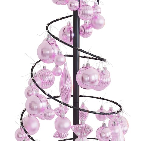 Kerstboom lichtkegel met kerstballen 80 LED&apos;s warmwitte 120 cm 9