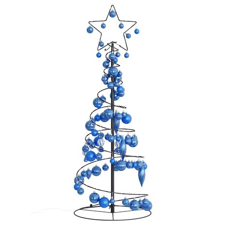 Kerstboom lichtkegel met kerstballen 80 LED&apos;s warmwitte 120 cm 3