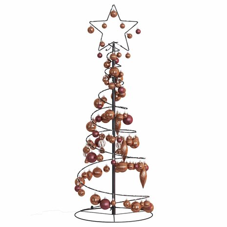 Kerstboom lichtkegel met kerstballen 80 LED&apos;s warmwitte 120 cm 3