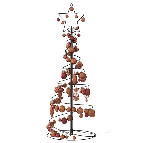 Kerstboom lichtkegel met kerstballen 80 LED&apos;s warmwitte 120 cm 5