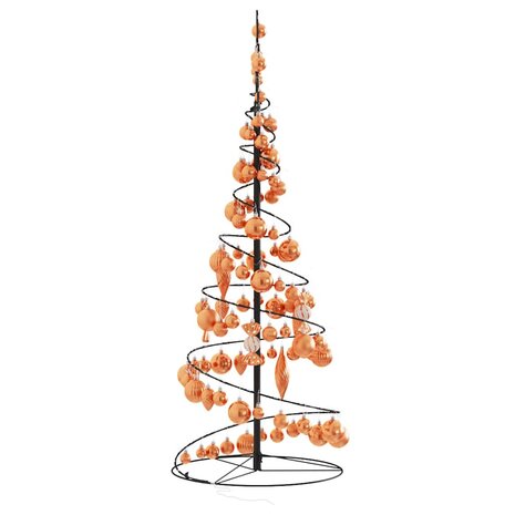 Kerstboom lichtkegel met kerstballen 80 LED&apos;s warmwitte 120 cm 4