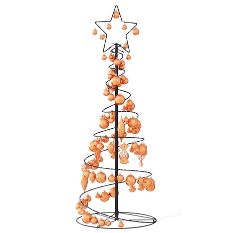 Kerstboom lichtkegel met kerstballen 80 LED&apos;s warmwitte 120 cm 5