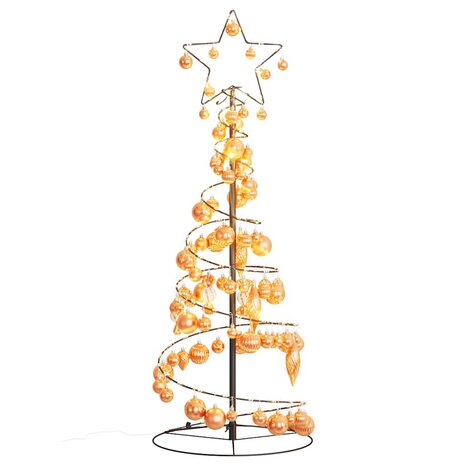 Kerstboom lichtkegel met kerstballen 80 LED&apos;s warmwitte 120 cm 7