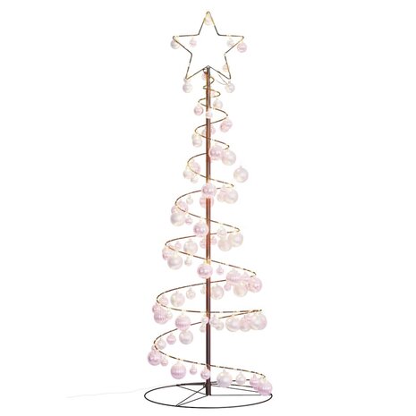 Kerstboom lichtkegel met kerstballen 100 LED&apos;s warmwitte 150 cm 7