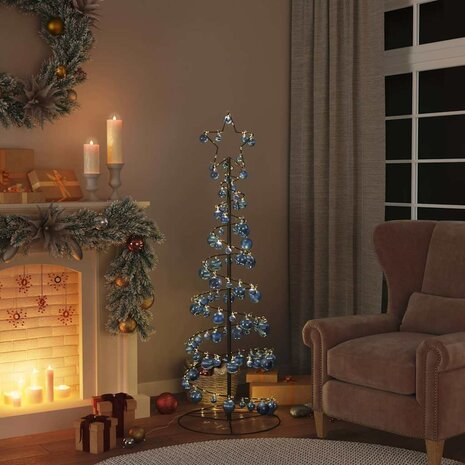 Kerstboom lichtkegel met kerstballen 100 LED&apos;s warmwitte 150 cm 2