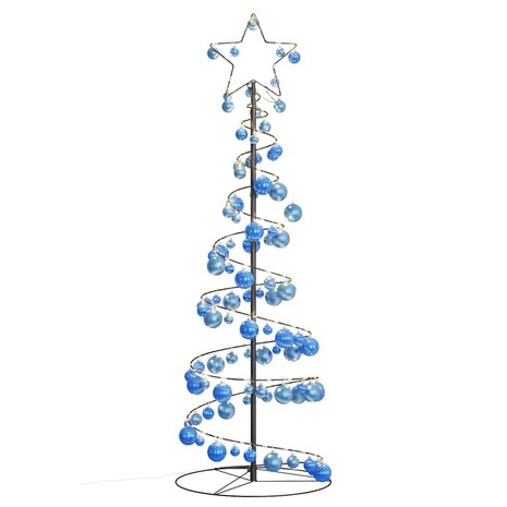 Kerstboom lichtkegel met kerstballen 100 LED&apos;s warmwitte 150 cm 7