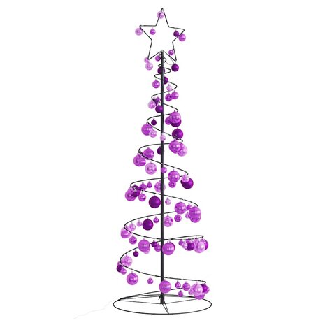 Kerstboom lichtkegel met kerstballen 100 LED&apos;s warmwitte 150 cm 1