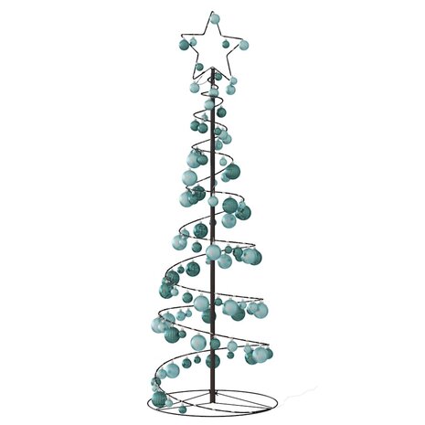 Kerstboom lichtkegel met kerstballen 100 LED&apos;s warmwitte 150 cm 5