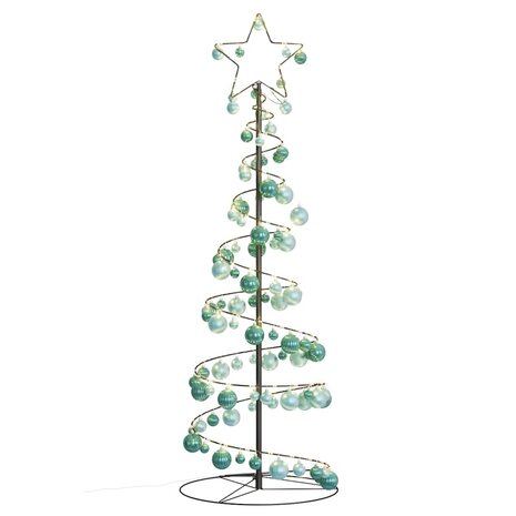 Kerstboom lichtkegel met kerstballen 100 LED&apos;s warmwitte 150 cm 7