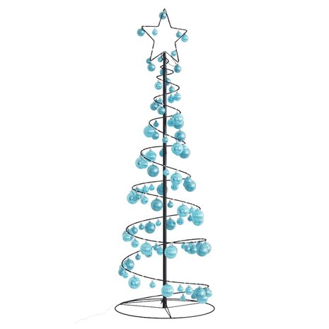 Kerstboom lichtkegel met kerstballen 100 LED&apos;s warmwitte 150 cm 1