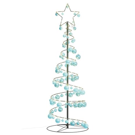 Kerstboom lichtkegel met kerstballen 100 LED&apos;s warmwitte 150 cm 7