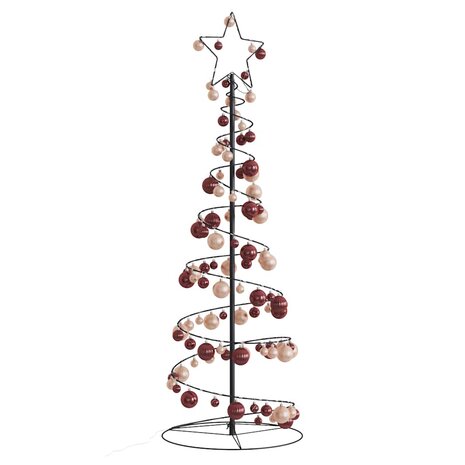 Kerstboom lichtkegel met kerstballen 100 LED&apos;s warmwitte 150 cm 1