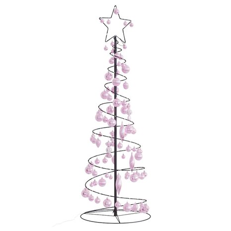 Kerstboom lichtkegel met kerstballen 100 LED&apos;s warmwitte 150 cm 1